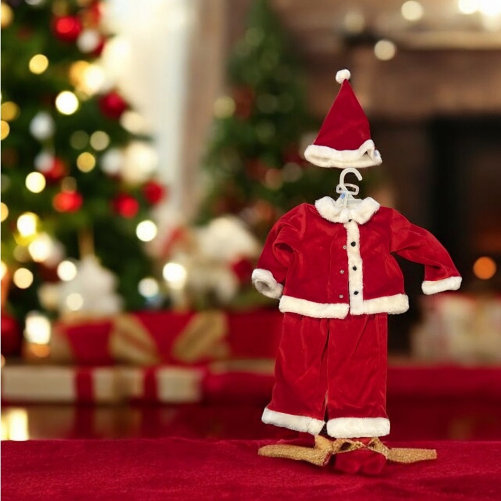 Santa Suit Pants Outfit Faux Fur 24 Months 3 Pc Outfit Portrait Hat Jacket Pants